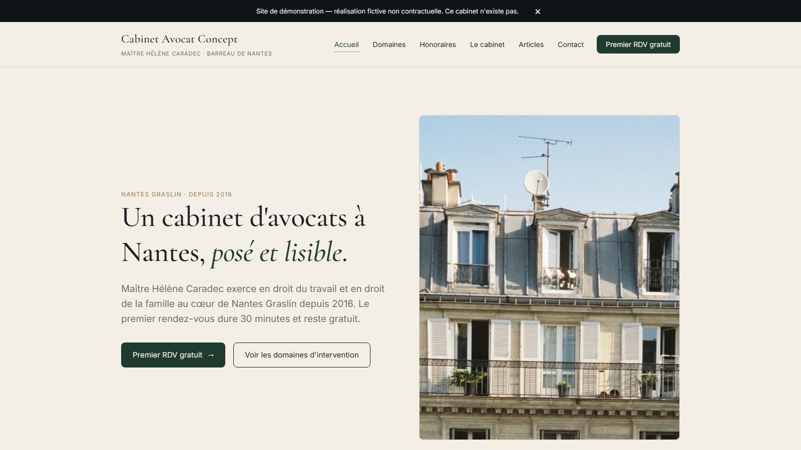 Page domaines d'intervention — Cabinet Avocat Concept